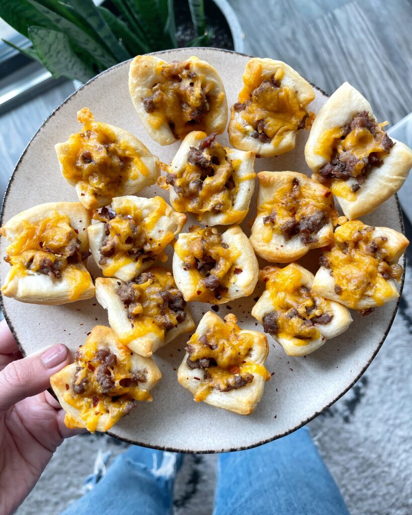 Sausage and Cheese Crescent Bites on plate 