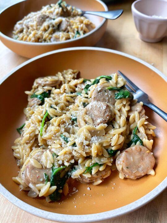 One Pan Chicken Sausage Orzo 