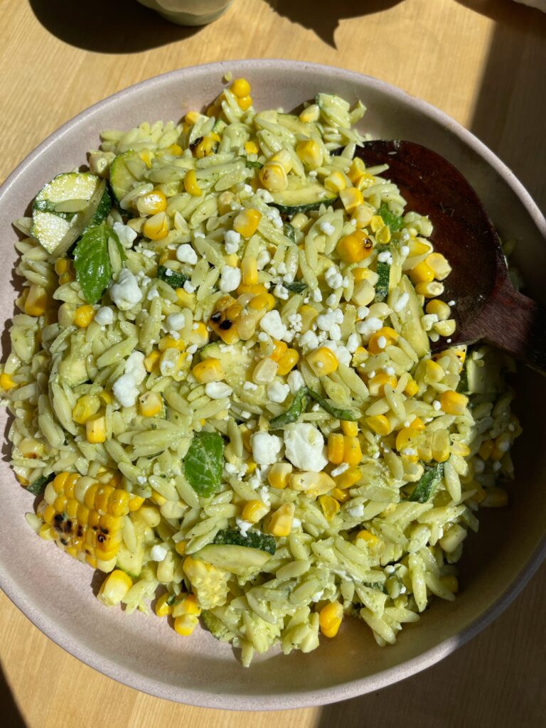 Grilled Corn and Zucchini Orzo Salad