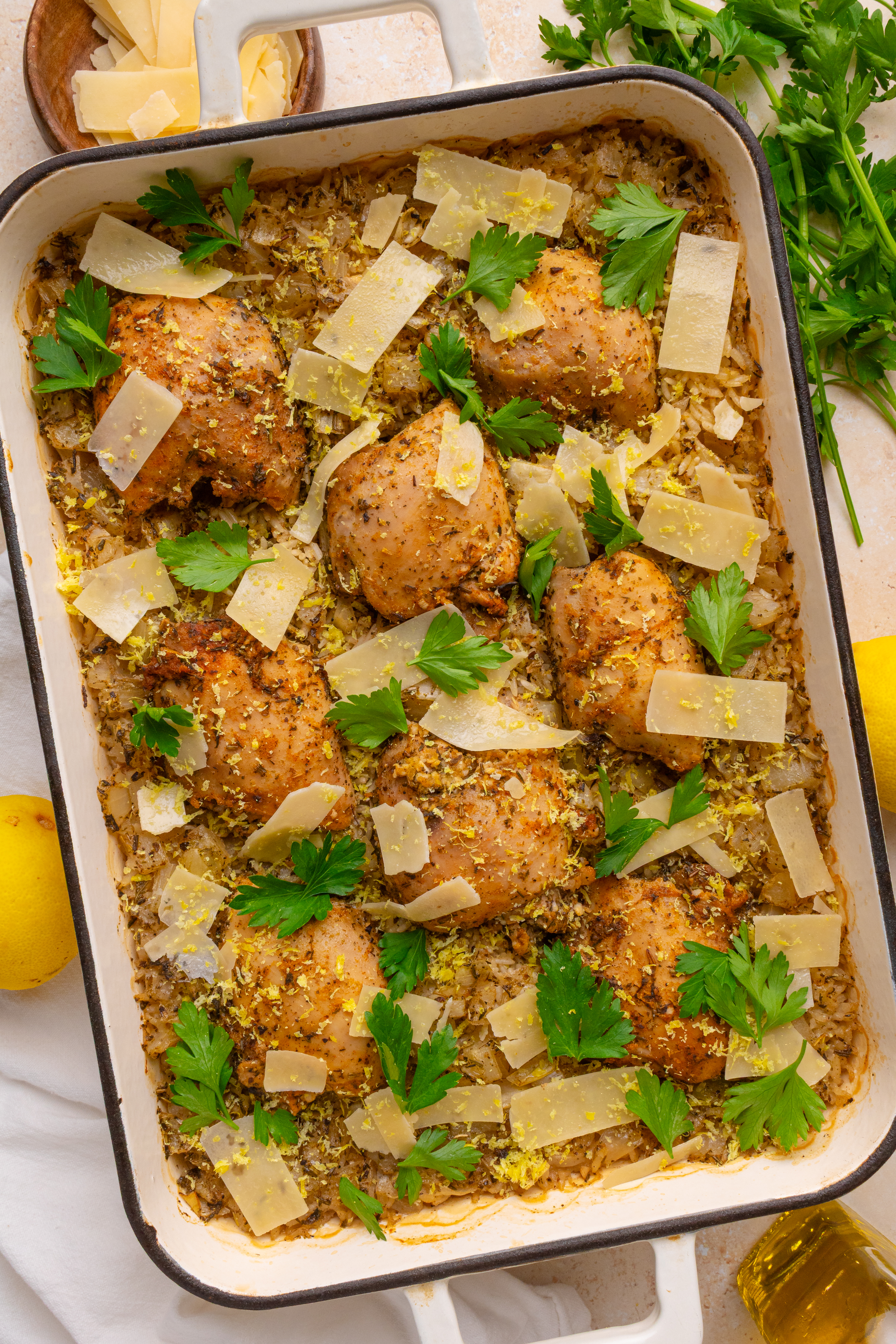 One Pan Lemon Chicken & Rice Bake 